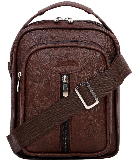 Leather Gifts Messenger Bag Brown  - Brown