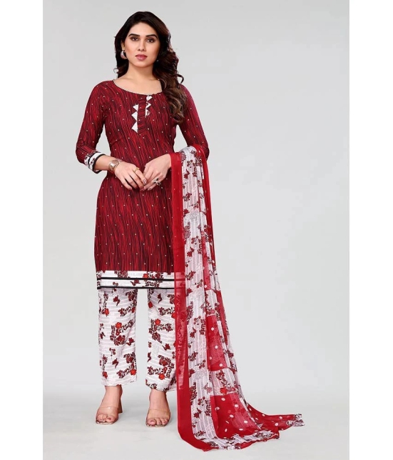 Kashvi Unstitched Crepe Printed Dress Material - Red ( Pack of 1 ) - Red