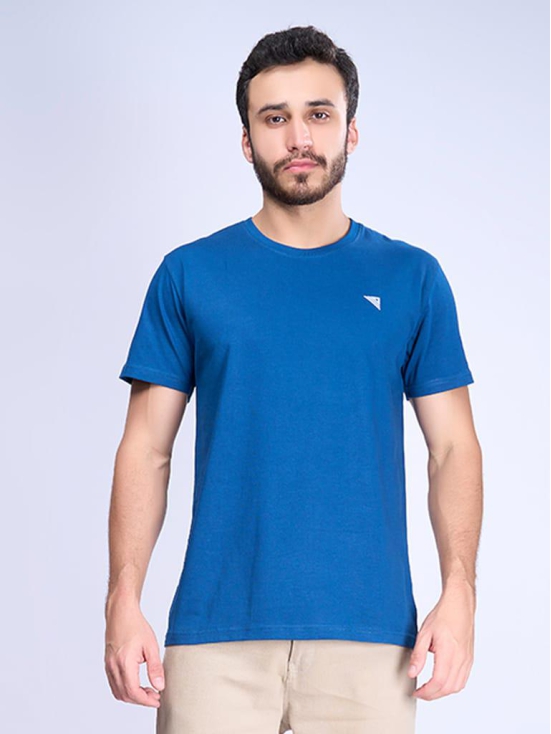 Mens 100% Cotton Petrol Blue Half Sleeves Expert Tee - ET3