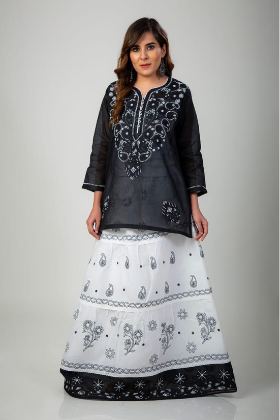 Ladies New Fashion Hand Chikankari Skirt Top