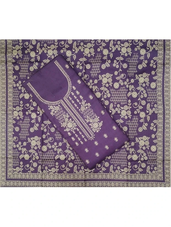 KANI Unstitched Woollen Embellished Dress Material - Purple ( Pack of 1 ) - Purple