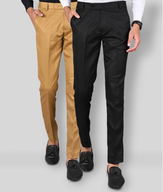 MANCREW - Black Polycotton Slim - Fit Mens Formal Pants ( Pack of 2 ) - None