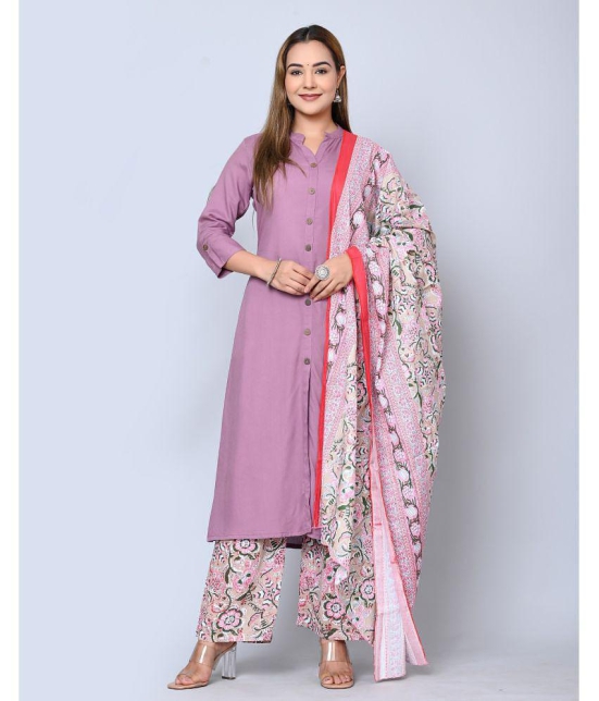 MAUKA - Purple Front Slit Rayon Women''s Stitched Salwar Suit ( Pack of 1 ) - None