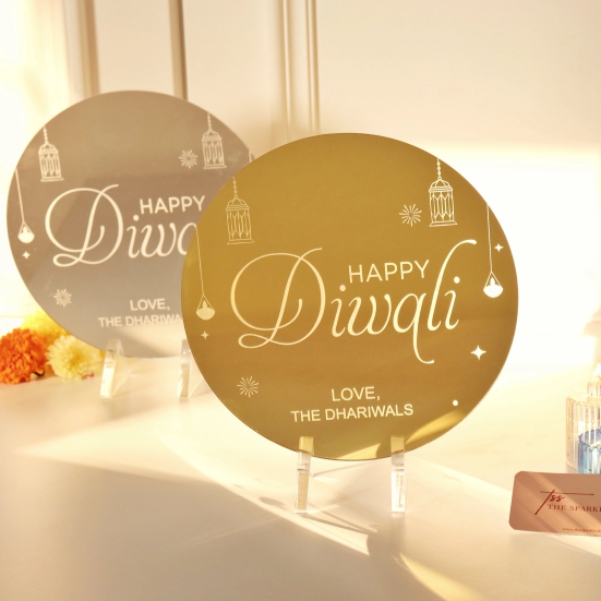 Personalized Plaque - Happy Diwali - COD Not Applicable-Gold