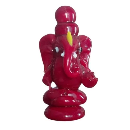 THE ALLCHEMY Small Size Glass Ganesha, Gifting Ganesha Statue (Red)