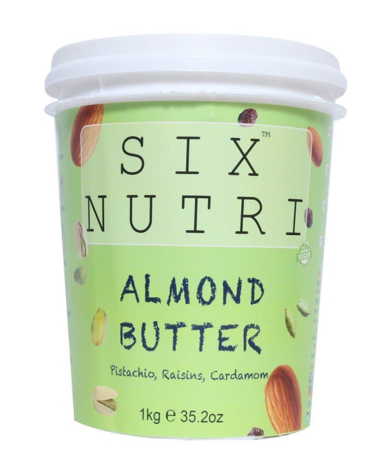 SIXNUTRI All Natural Stone Ground Keto Diet Vegan Almond Butter with Pistachios, Raisins and Cardamom-1 KG