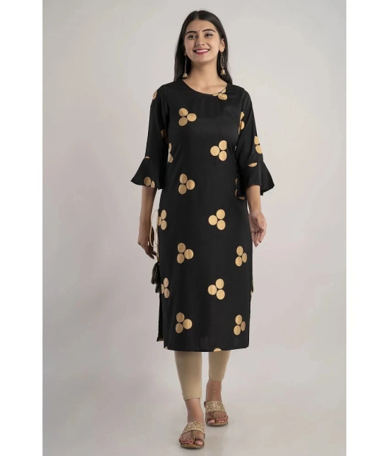 MAUKA - Black Rayon Womens Straight Kurti ( Pack of 1 ) - None