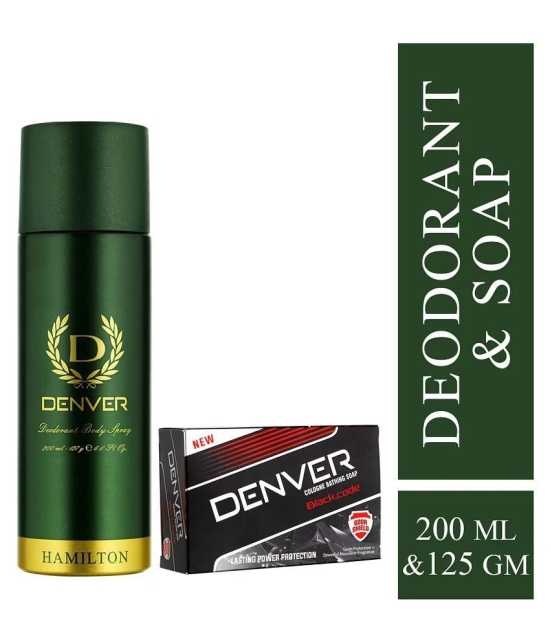 Denver Hamilton Deodorant - 165ML & Black Code Soap - 125GM For Men (Combo Pack of 2)