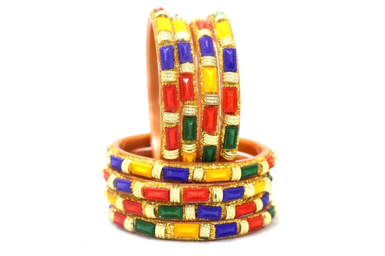 Elegant Selfee Fiber Bangle Set of 8 in Multi Color | Ladies Accessories| Multi Bangles | Handcrafted Bangles