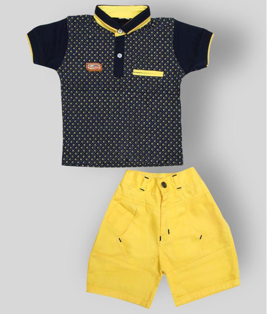 Zadmus - Yellow Cotton Baby Boy T-Shirt & Shorts ( Pack of 1 ) - 6-12 Months