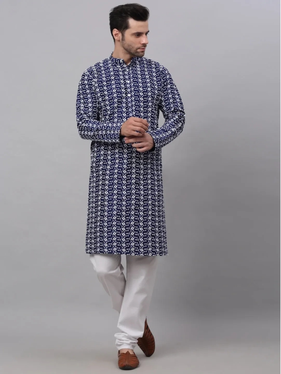 Jompers Men's Emroidered Kurta Payjama Sets-S / Navy-Blue