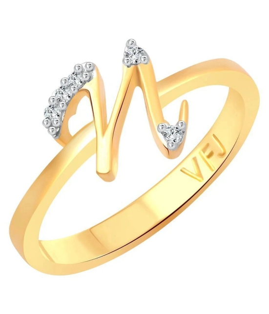 Vighnaharta Initial N Alphabet (CZ) Gold Plated Alloy Ring For Women - 11