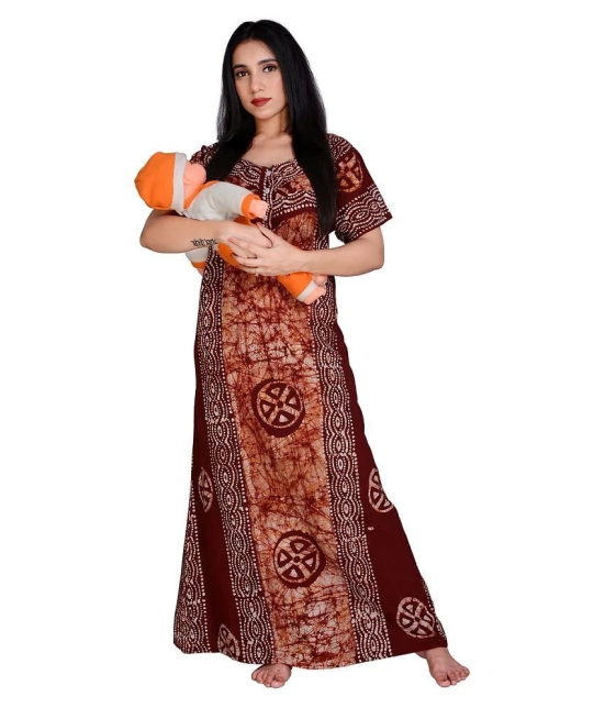 Raj Maroon Cotton Nursing Nighty Single - Free Size