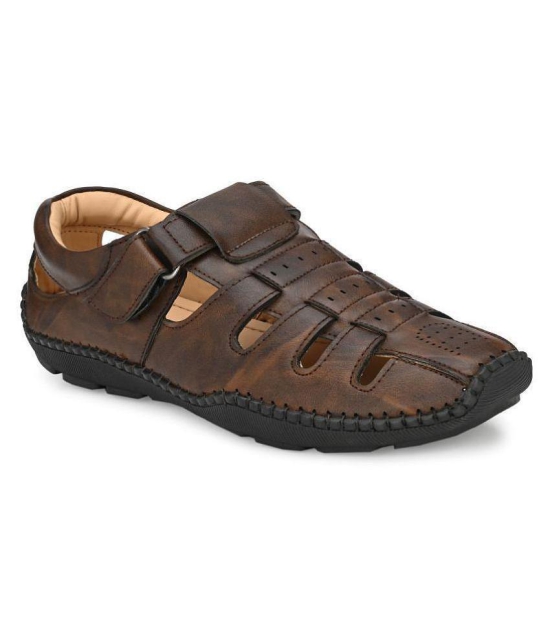 SHENCES Brown Faux Leather Sandals - 7