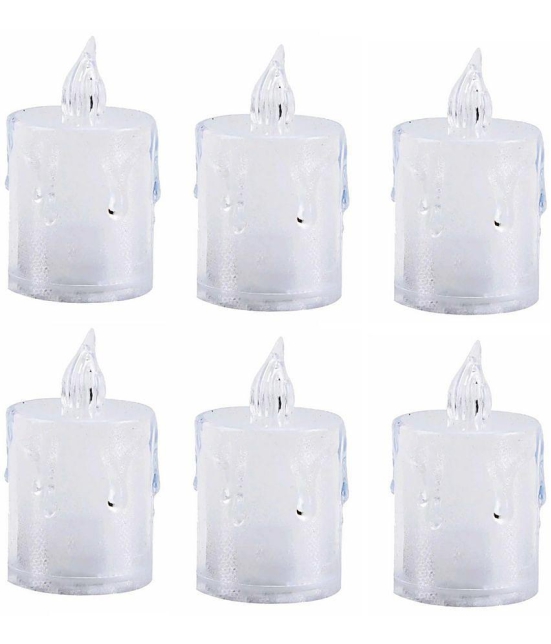 TINUMS - Off White LED Tea Light Candle 8 cm ( Pack of 6 )