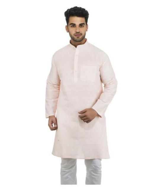 DESHBANDHU DBK Peach 100 Percent Cotton Kurta Single - None