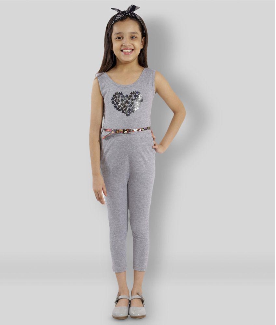 Kids Cave - Gray Cotton Blend Girls Jumpsuit ( Pack of 1 ) - None