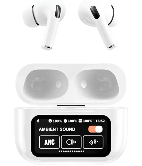 VERONIC A9 TouchScreen ANC Bluetooth True Wireless (TWS) In Ear 32 Hours Playback Active Noise cancellation IPX4(Splash & Sweat Proof) White