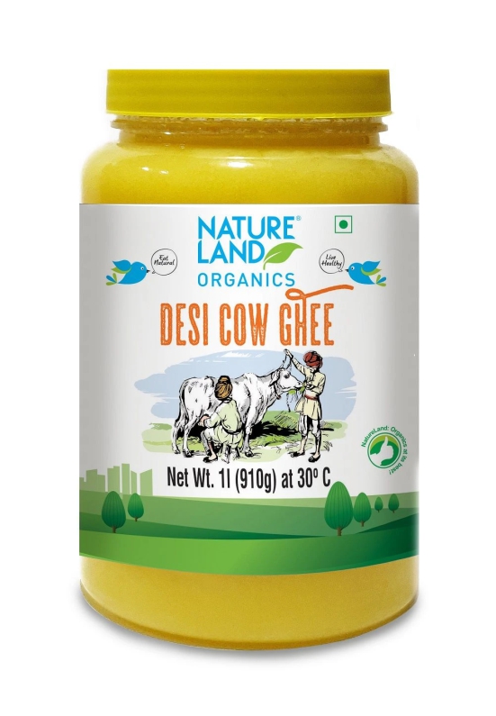 Natureland Organics Premium Cow Ghee, 1 L - Pack of 2