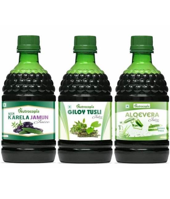 NUTROCOPIA Neem Karela Jamun, Giloy Tulsi & Aloe vera Juice Pack of 3 of 400 ML(1200 ML)