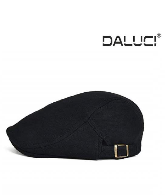 DALUCI Black Plain Cotton Caps - Black