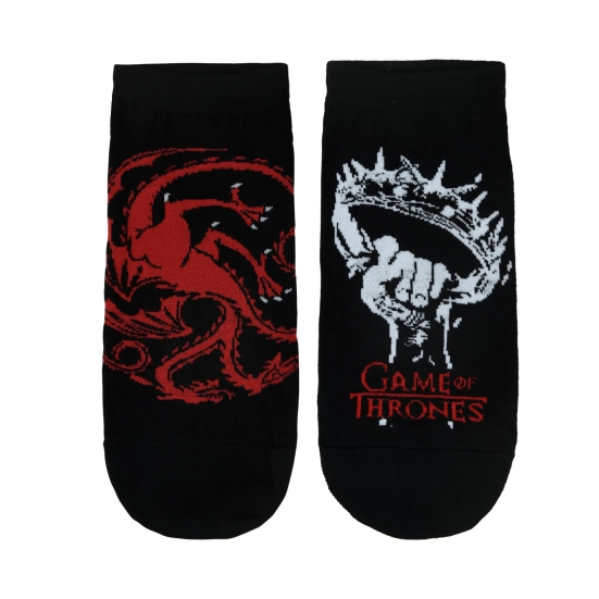 BALENZIA X GAME OF THRONES HOUSE TARGARYEN Ankle Length/Lowcut Socks for Men (Free Size) (Pack of 2 Pairs/1U)Black-Stretchable from 25 cm to 33 cm / 2 N / Black