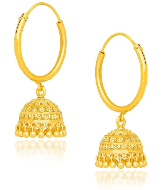 LUV FASHION Golden Hoops Earrings ( Pack of 1 ) - Golden