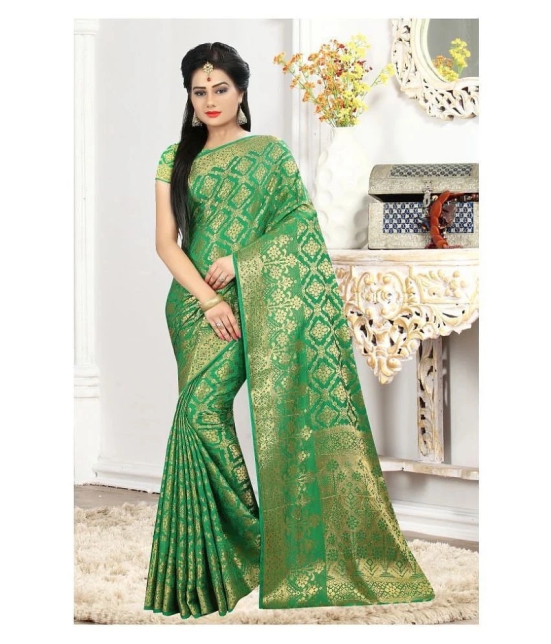 Gazal Fashions Green Banarasi Silk Saree