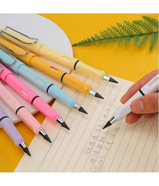 5 Pieces Inkless Pencil Reusable Everlasting Pencil Eraser Colorful Pencils Forever Metal Writing Pens Graphite Nib Triangle Golf Stationary Sketch Book Writing Drawing