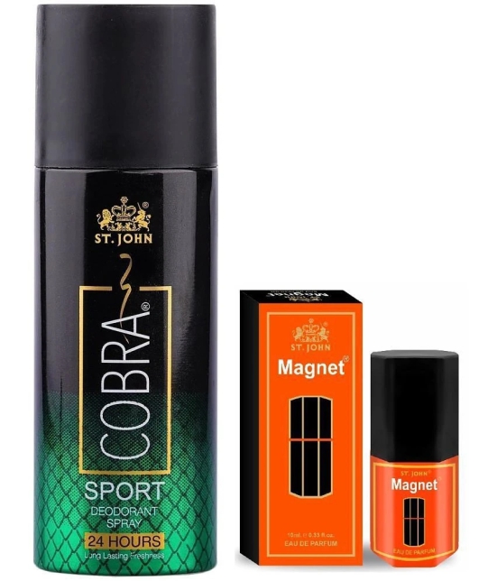 ST.JOHN Cobra Sport 150ml & Magnet 10ml Deodorant Spray & Perfume for Men (160ml) Pack of 2