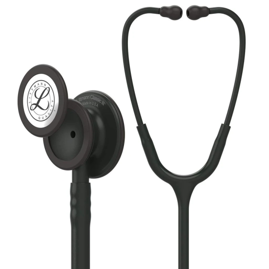 3M Littmann Classic III Monitoring Stethoscope, Black Edition Chestpiece, Black Tube, 27 inch, 5803