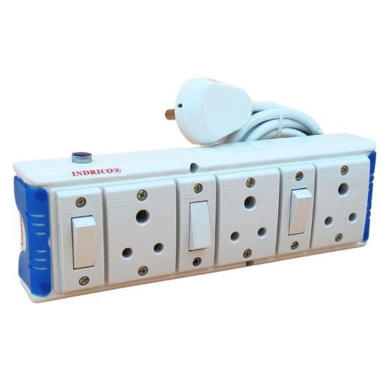 INDRICO Extension Board with Individual Switch 6 Way (Max. Rating 1200W) PVC White Pack of 1