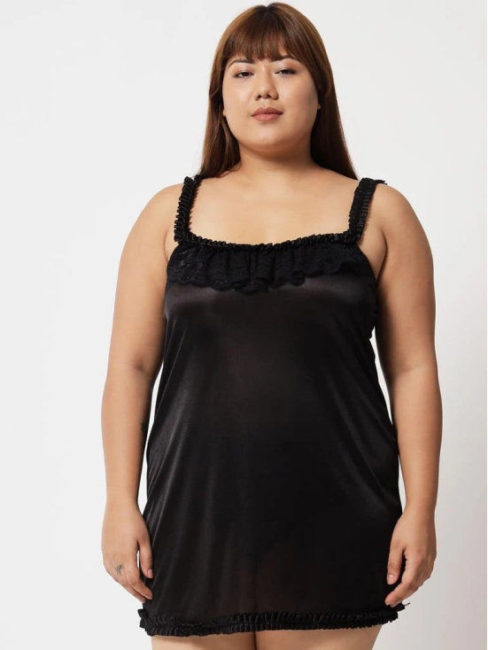 Klamotten Womens Plus Size Black Honeymoon Babydoll Lingerie 77K