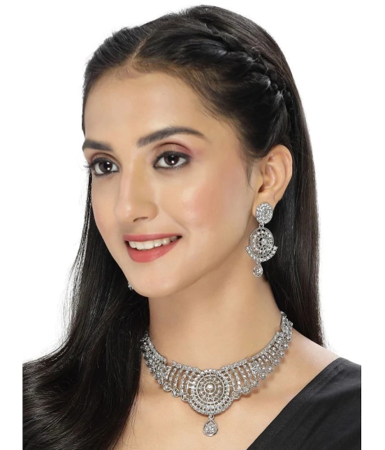 Sukkhi Silver Alloy Necklace Set ( Pack of 1 ) - Silver