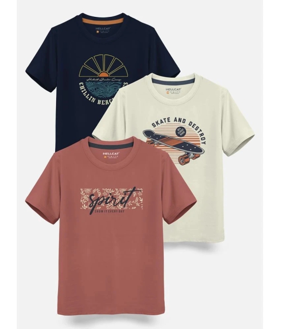 HELLCAT - Multi Color Cotton Blend Boys T-Shirt ( Pack of 3 ) - None