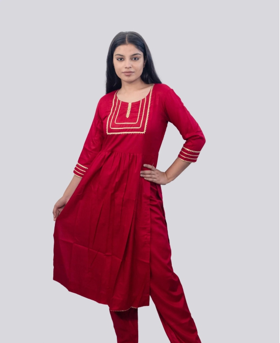 Anikrritis Red Party Wear Nyra Cut Suit with Dupatta-XXL