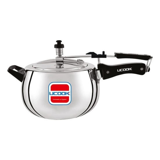 UCOOK By UNITED Ekta Engg. Silvo Plus 5 Litre Bulging Shape Aluminium Inner Lid Induction Pressure Cooker, Silver