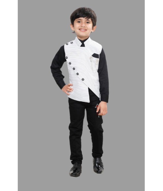 DKGF Fashion - White Cotton Blend Boys Shirt & Jeans ( Pack of 1 ) - None