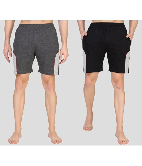 Zeffit - Multicolor Cotton Blend Mens Shorts ( Pack of 2 ) - None