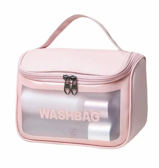 The Bhaarat Store Culture Clear Toiletry Bag, Wash Make Up Bag PVC Waterproof Zippered Cosmetic Bag, Portable Carry Pouch for Women Men (D Shape Multicoloured)
