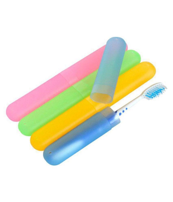 gpsales 4 pc Plastic Toothbrush Holder Tooth Brush Cover, case. lid, Travel, kit Toothbrush Holder