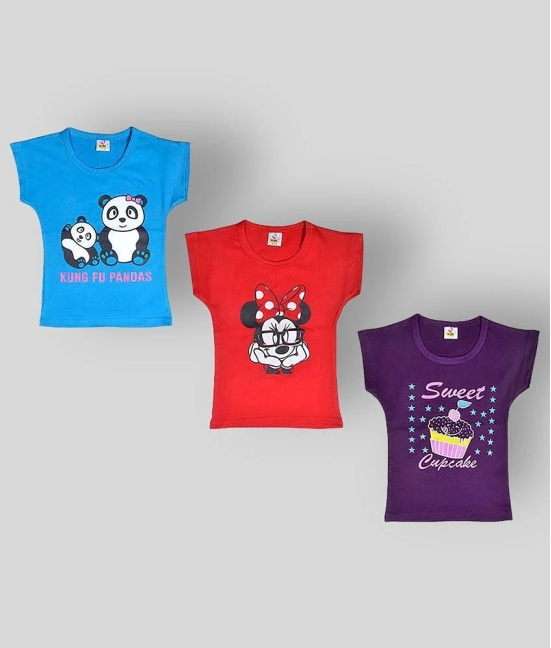 Sathiyas - Multicolor Cotton Girls T-Shirt ( Pack of 3 ) - None