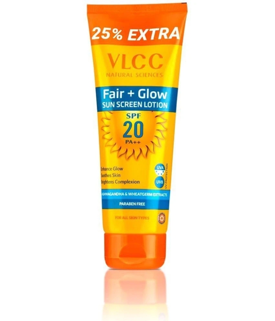 VLCC Fair+ Glow Sunscreen Lotion SPF 20 PA ++, 100 g with 25 g Extra