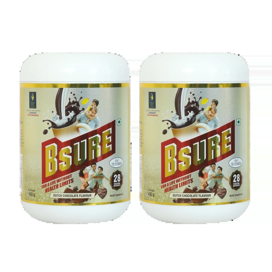 Bsure - For a Life Without Health Limits | Complete balanced Nutritional supplement | Immune Booster| with 3 Vital Oxidants | Delicious Dutch Chocolate Flavour |400 g (Pack of 2)