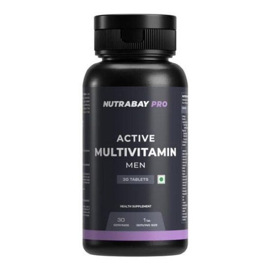 Nutrabay Pro Active Multivitamin for Men - 30 Tablets | 25 Vital Vitamins & Minerals with Zinc, Vitamin C, Vitamin D, Vitamin B12, and Multiminerals | Enhances Energy, Stamina & Immunity