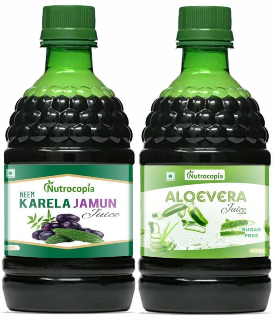 NUTROCOPIA Neem Karela Jamun & Aloevera Juice For Diabetic Care Pack of 2 of 400 ML(800 ML)