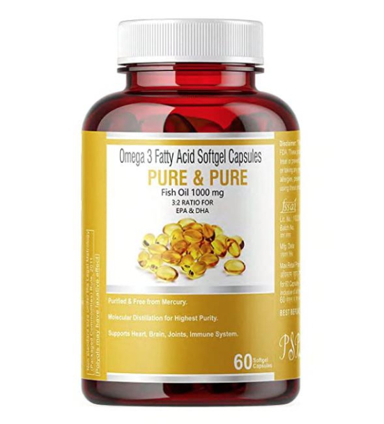 Pure & Pure Omega 3 Fish Oil Soft gel Capsules (60 + 60 Capsules Combo Pack)