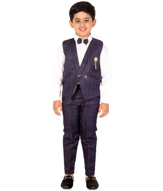 DKGF Fashion - Navy Blue Cotton Blend Boys Shirt & Pants ( Pack of 1 ) - None