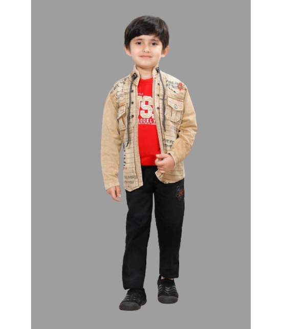 DKGF Fashion - Yellow Cotton Blend Boys Shirt & Pants ( Pack of 1 ) - None