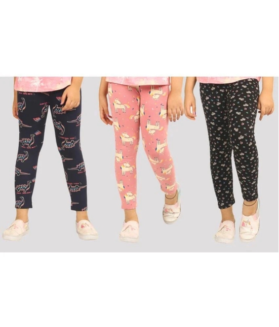 Ariel - Black Cotton Girls Leggings ( Pack of 3 ) - None